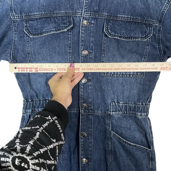 Free People We the Free Marci Denim Jumpsuit Women's Size L City Coveralls - Picture 9 of 13